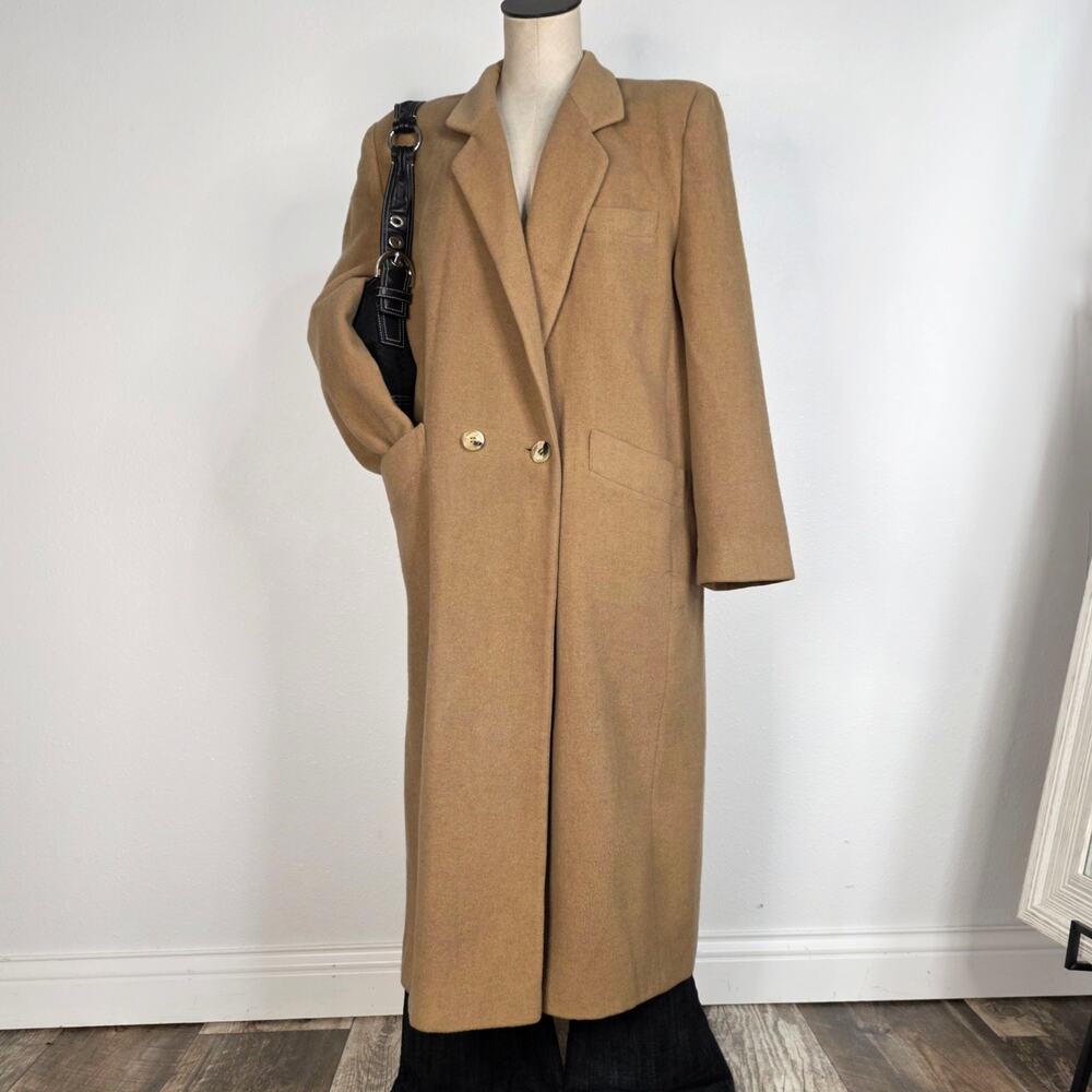 Vintage Fleurette 100% Camel Hair Long Coat Tan Double Breasted Union Made